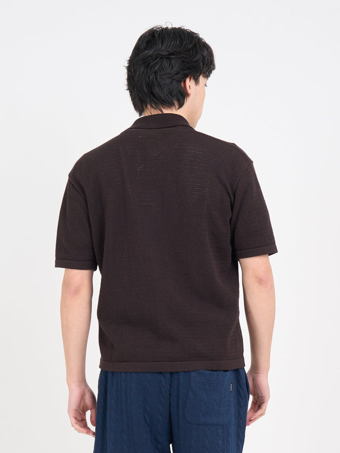 Short Sleeve Mawes Knitted Shirt Nicholson Brown