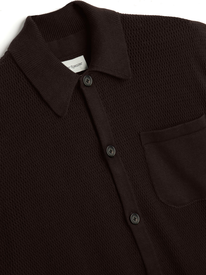 Short Sleeve Mawes Knitted Shirt Nicholson Brown
