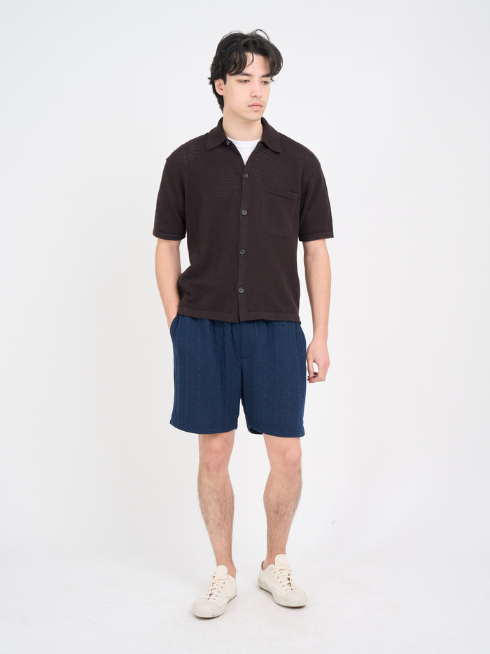 Short Sleeve Mawes Knitted Shirt Nicholson Brown