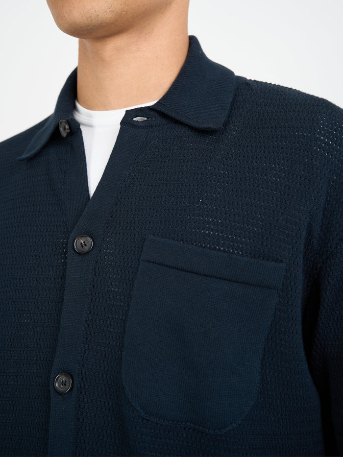 Short Sleeve Mawes Knitted Shirt Nicholson Navy