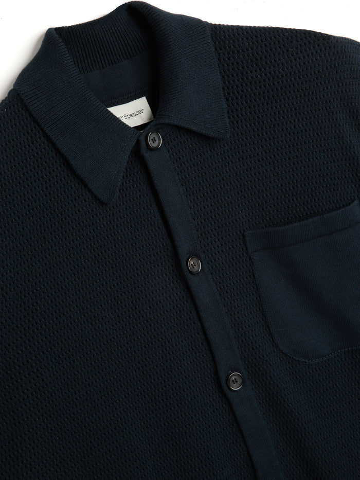 Short Sleeve Mawes Knitted Shirt Nicholson Navy