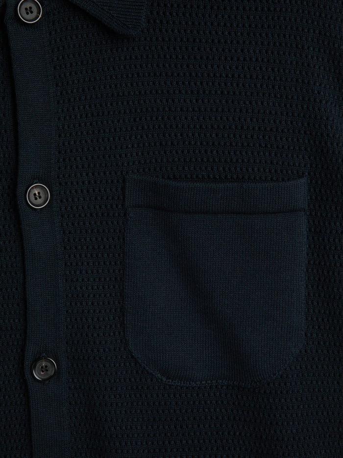 Short Sleeve Mawes Knitted Shirt Nicholson Navy