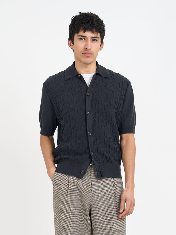 Short Sleeve Rossell Knitted Shirt Penrose Black