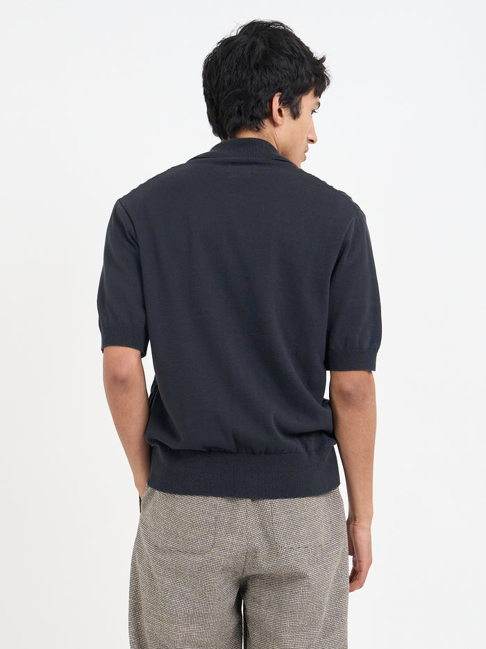 Short Sleeve Rossell Knitted Shirt Penrose Black