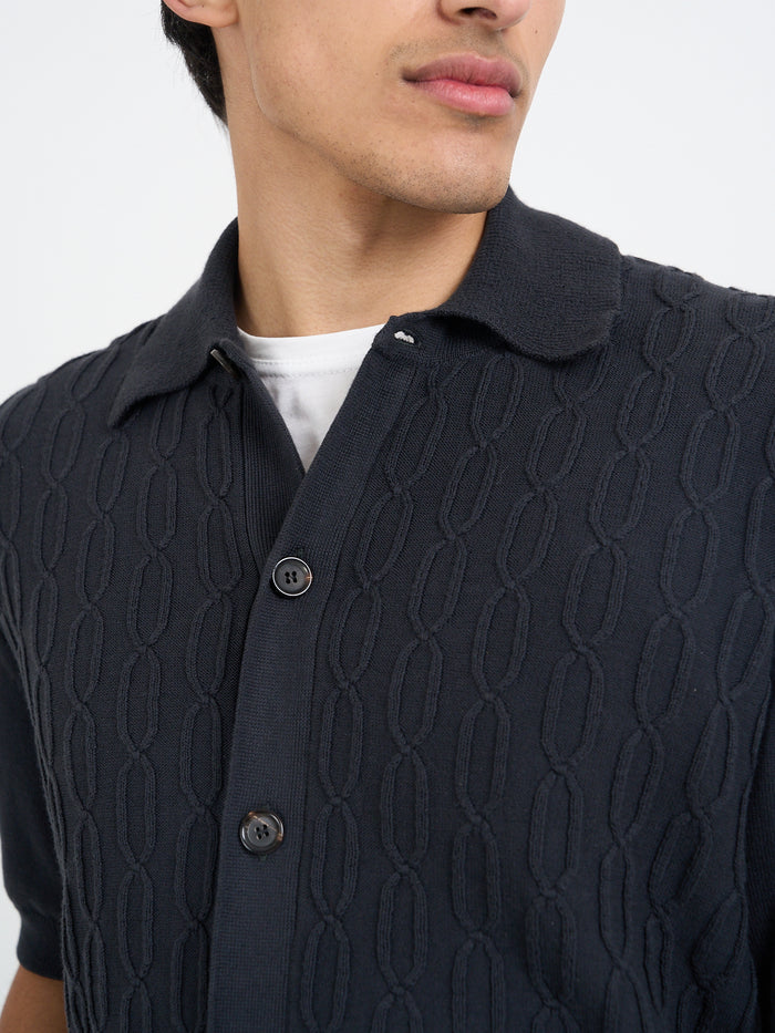 Short Sleeve Rossell Knitted Shirt Penrose Black