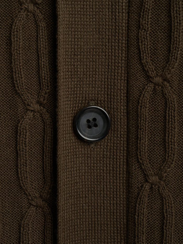 Short Sleeve Rossell Knitted Shirt Penrose Khaki Brown