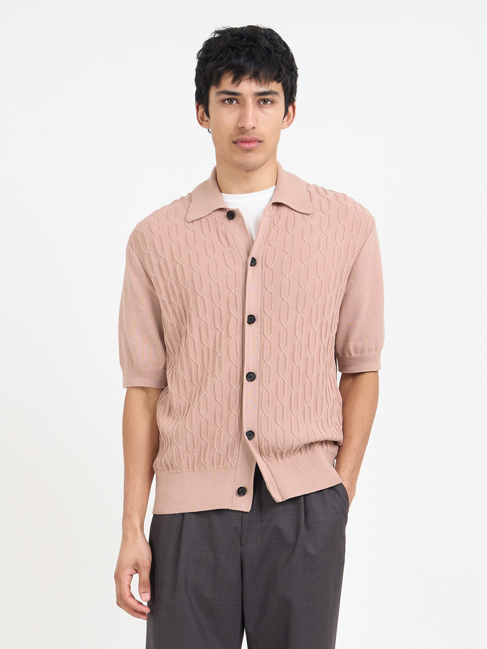 Short Sleeve Rossell Knitted Shirt Penrose Pink