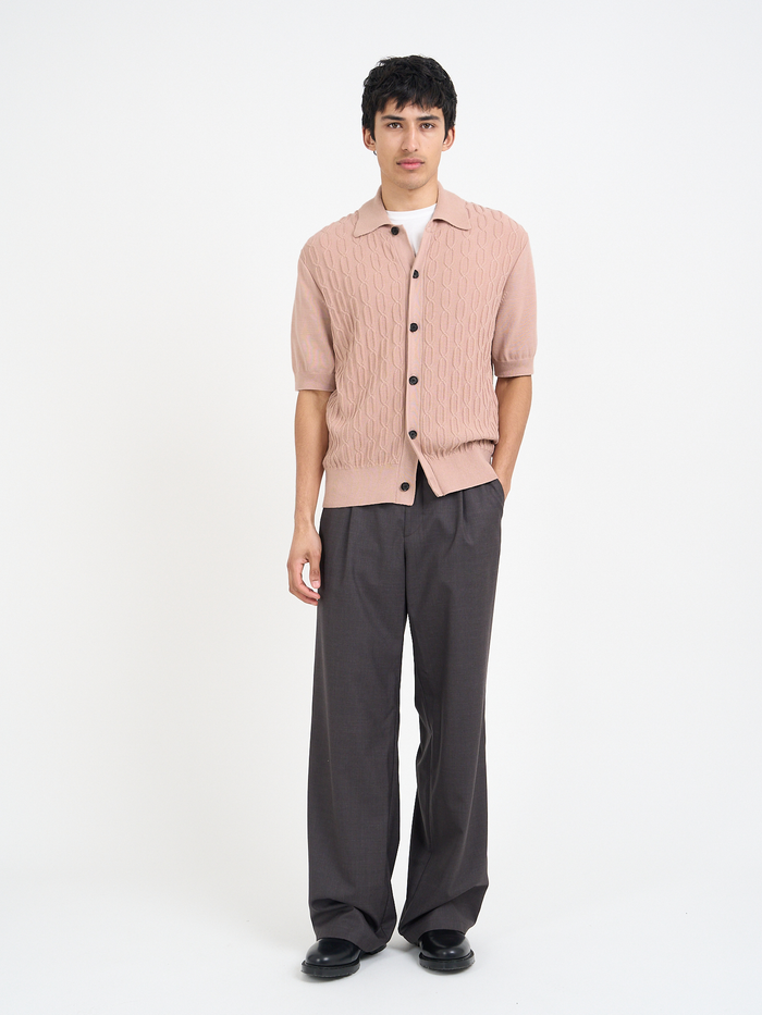 Short Sleeve Rossell Knitted Shirt Penrose Pink