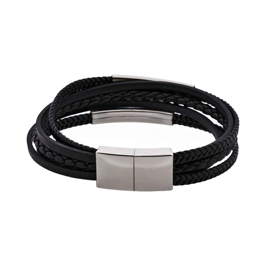 Sierra Black Multi-Strand Leather Bracelet