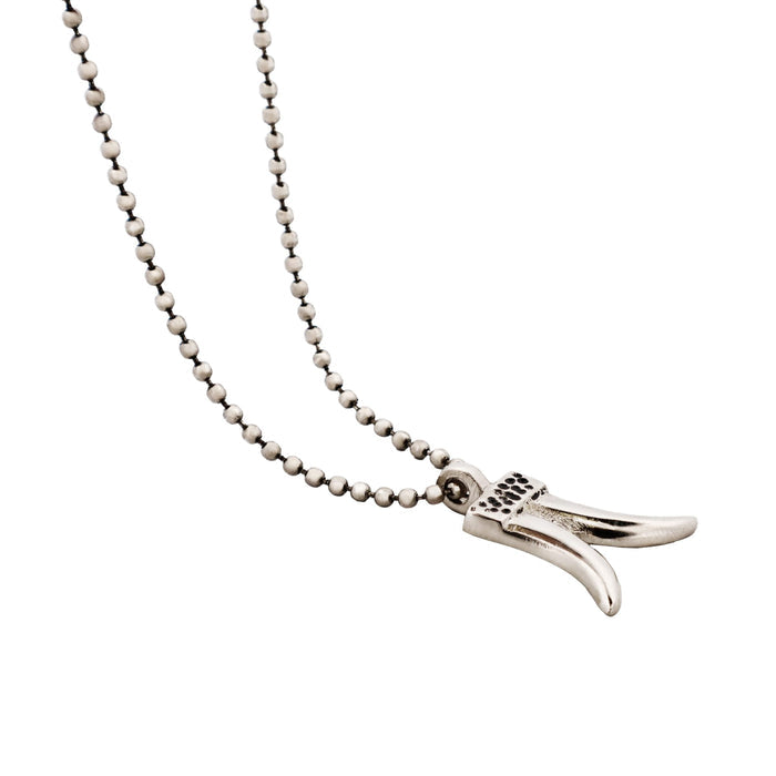 Silver Plated Tusk Pendant & 50cm Ball Chain