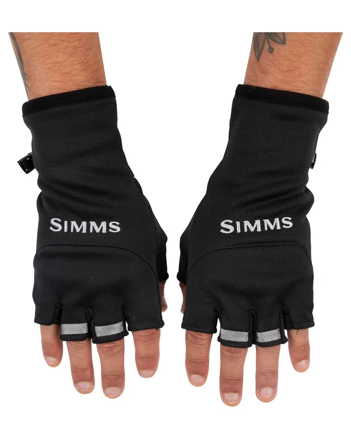 Simms Freestone Half Finger Gloves Black Top Side