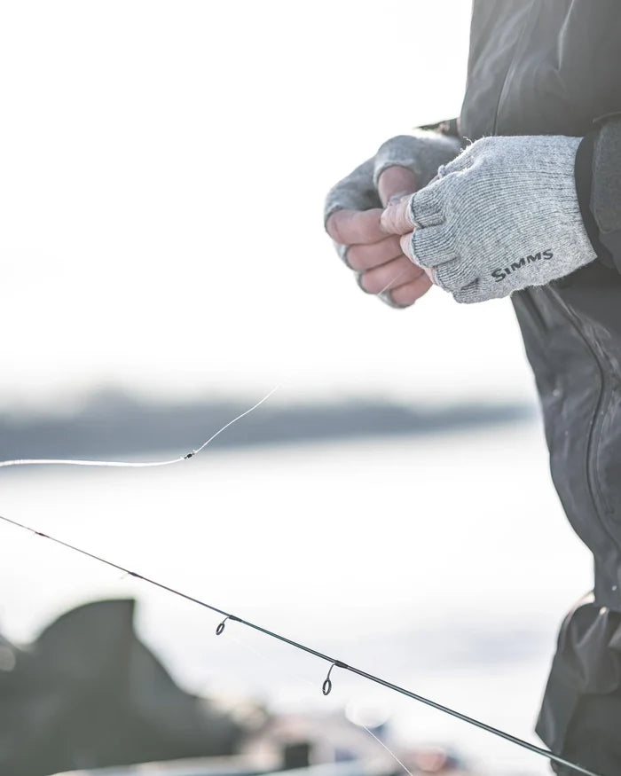 Simms Wool Half Finger Gloves on Angler