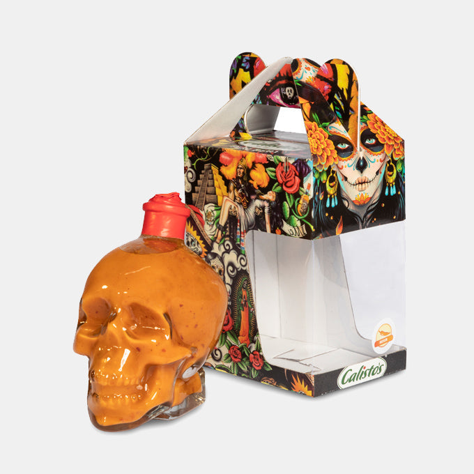 Skull Shaped Glass Bottle with Peri Peri Sauce