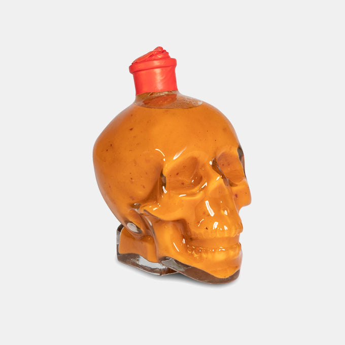 Skull Shaped Glass Bottle with Peri Peri Sauce