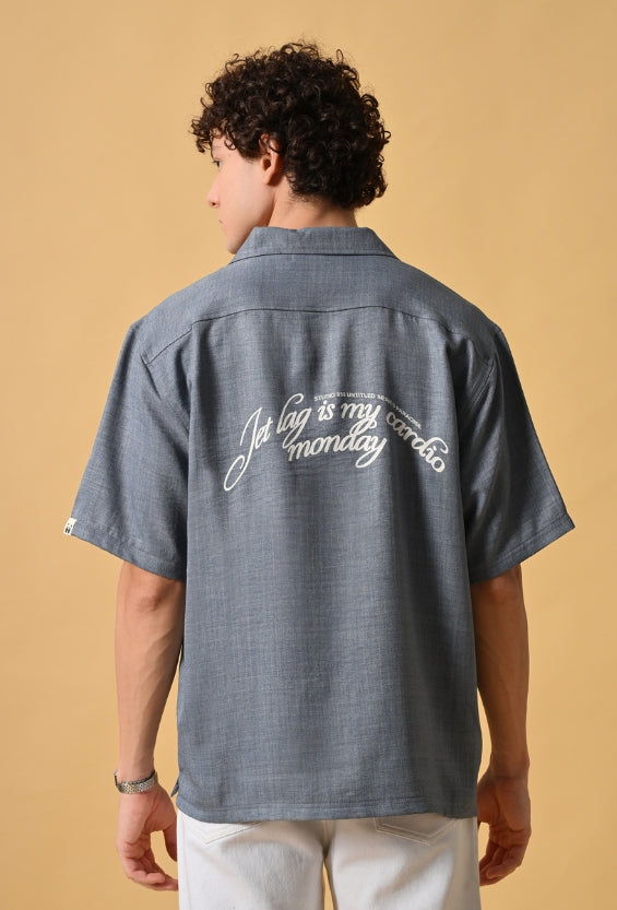Slate Blue Oversized Resort Shirt