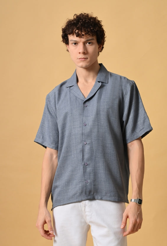 Slate Blue Oversized Resort Shirt