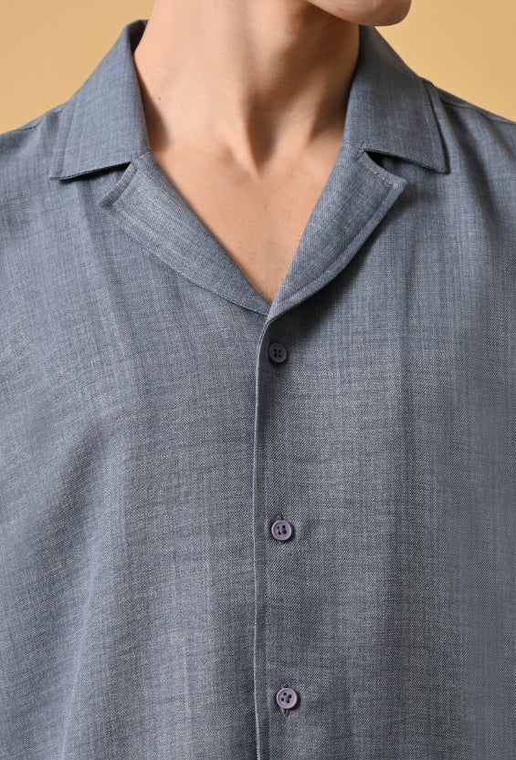 Slate Blue Oversized Resort Shirt