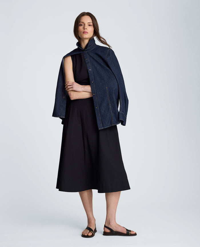 Sleeveless Boat Neck Midi Dress