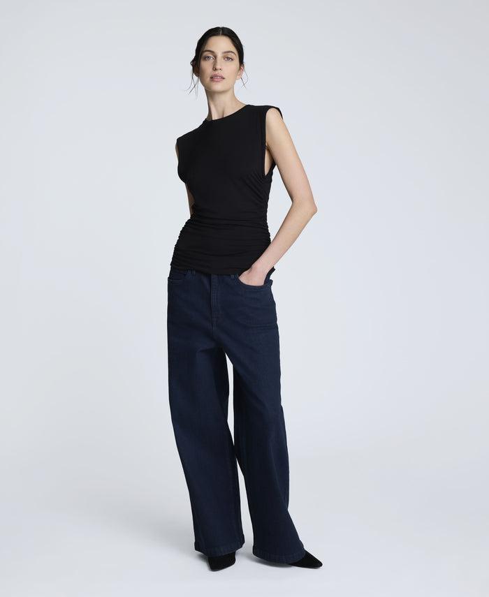 Sleeveless Side Rouched Knit Top