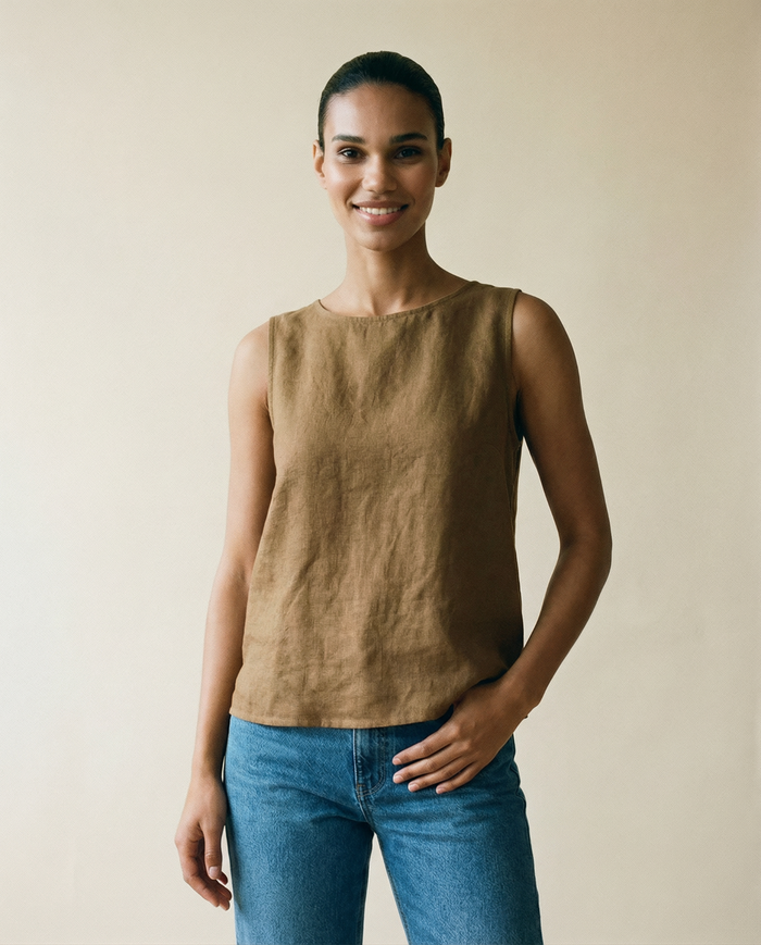 Sleeveless Top - Brown