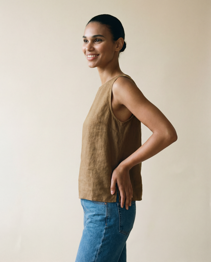 Sleeveless Top - Brown