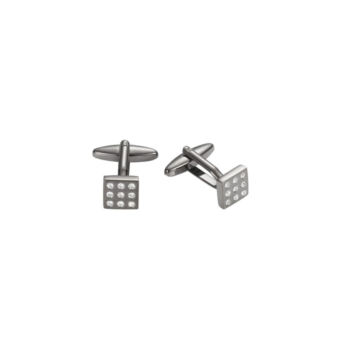 Small Gun Metal Square Crystal Cufflinks