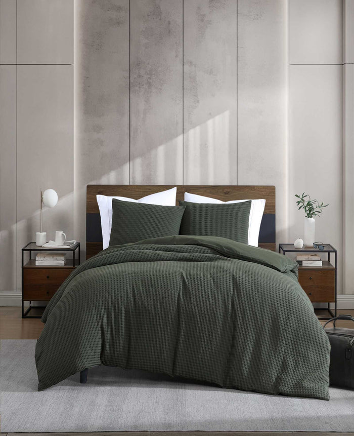 Solid Waffle Duvet Set