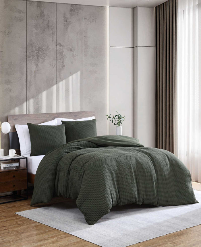 Solid Waffle Duvet Set