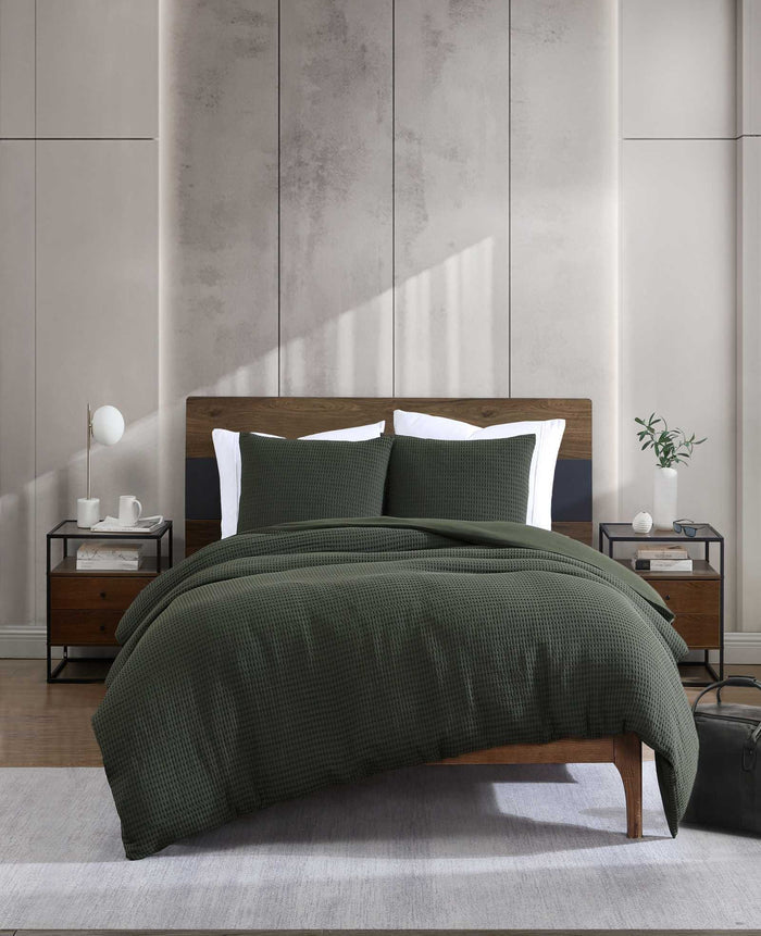 Solid Waffle Duvet Set