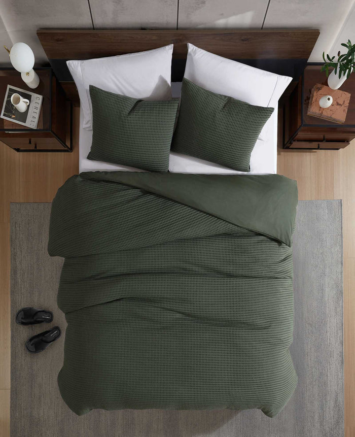 Solid Waffle Duvet Set