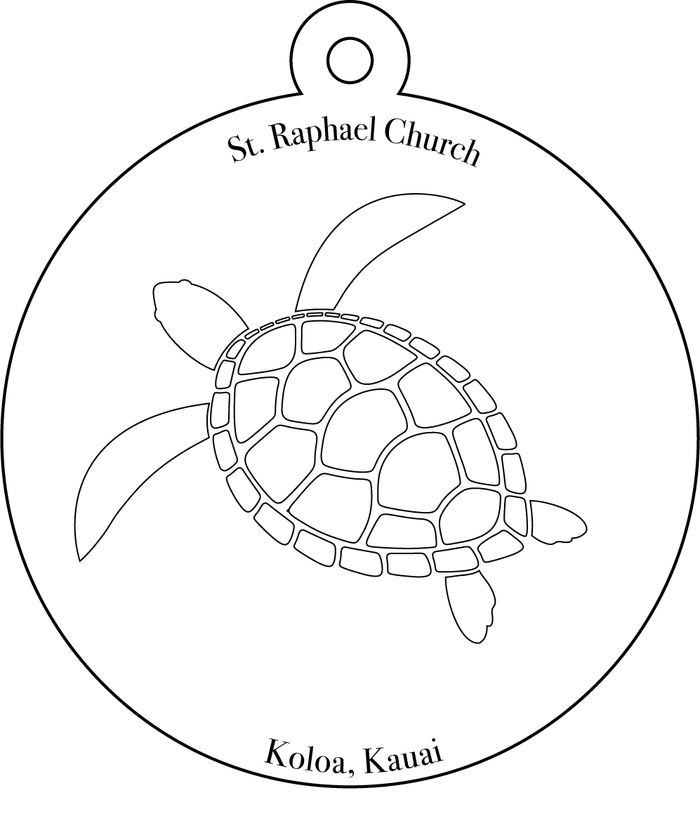 St. Raphael Koa Wood Honu Ornament