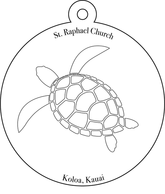 St. Raphael Koa Wood Honu Ornament
