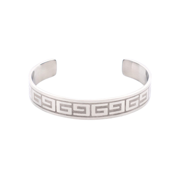 Stainless Greek Key Pattern Cuff