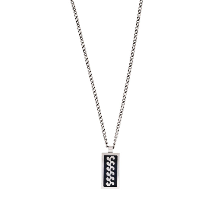 Stainless Steel Black Enamel Pendant