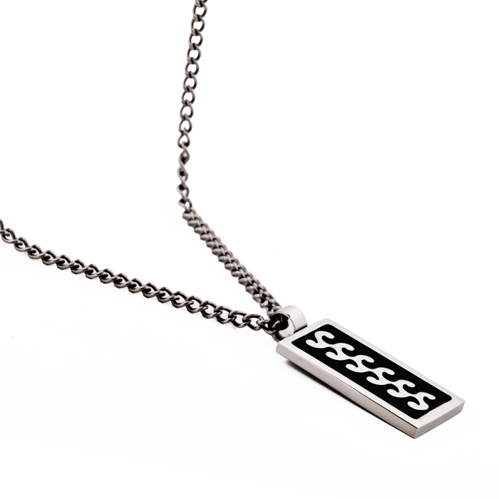 Stainless Steel Black Enamel Pendant