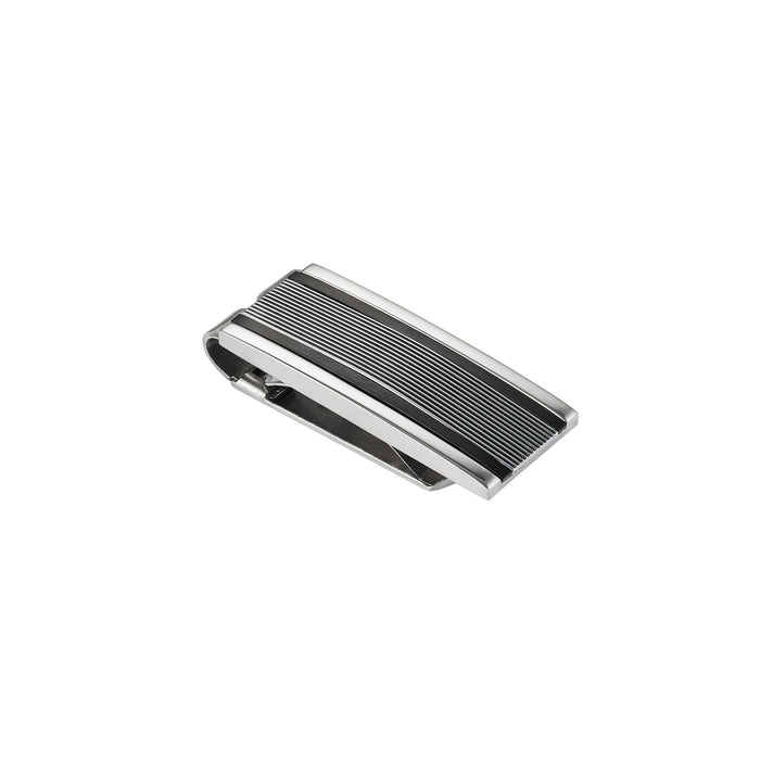 Stainless Steel & Black Stripe & Diamond Cut Money Clip