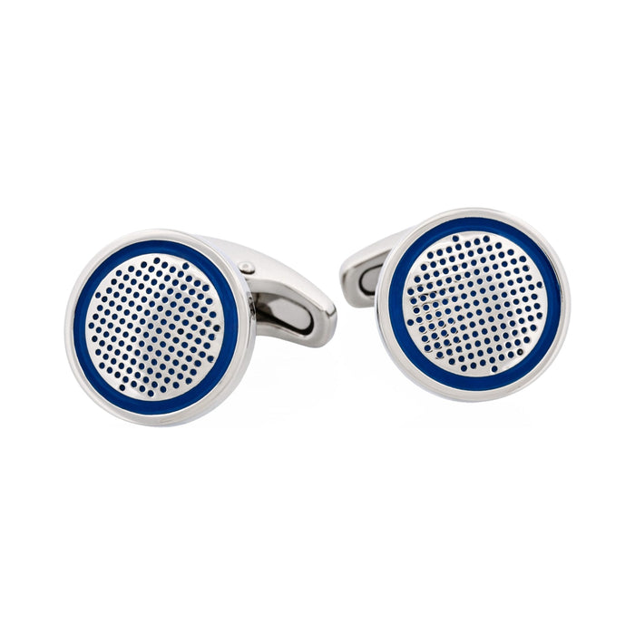 Stainless Steel & Blue Enamel Round Cufflinks