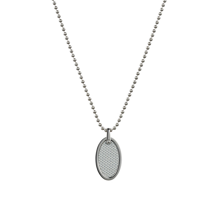 Stainless Steel & Fibreglass Oval Pendant on 55cm Ball Chain