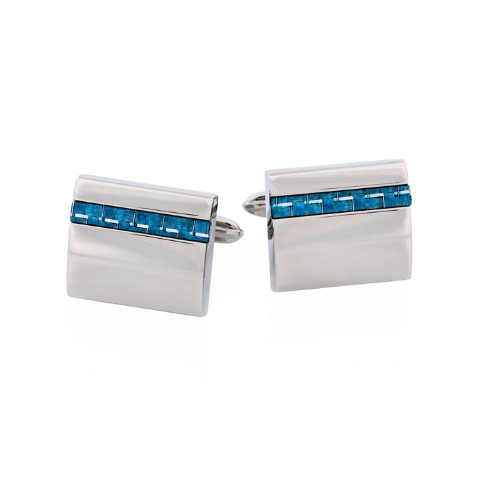 Stainless Steel & Ice Blue Fibreglass Cufflinks