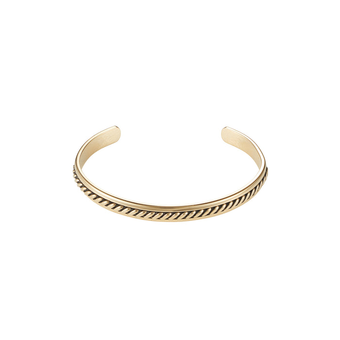 Stainless Steel & Ion Plated 14k Gold & Antique Patterned Bangle