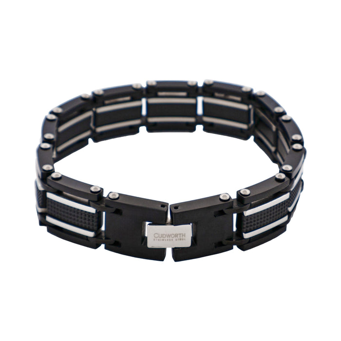 Stainless Steel & Ion Plated Black Link Bracelet