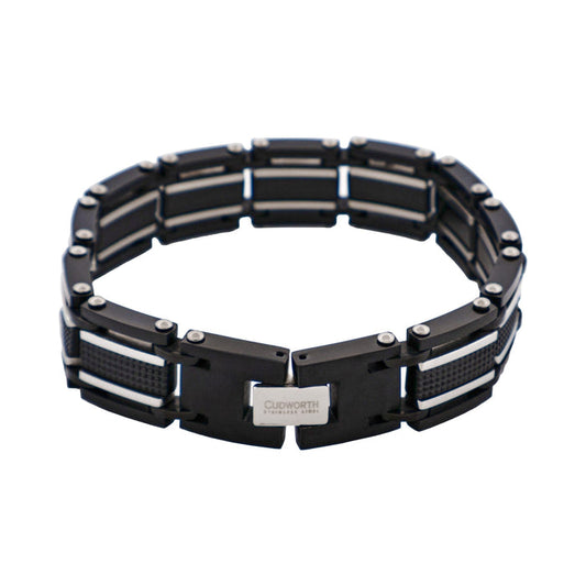 Stainless Steel & Ion Plated Black Link Bracelet
