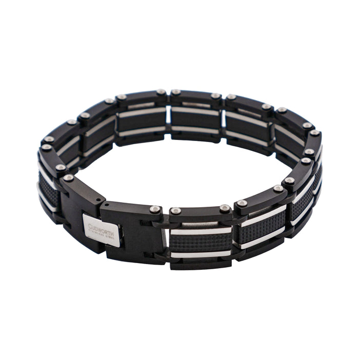 Stainless Steel & Ion Plated Black Link Bracelet
