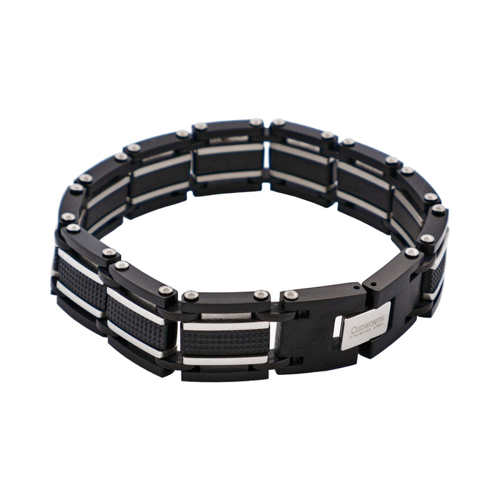 Stainless Steel & Ion Plated Black Link Bracelet
