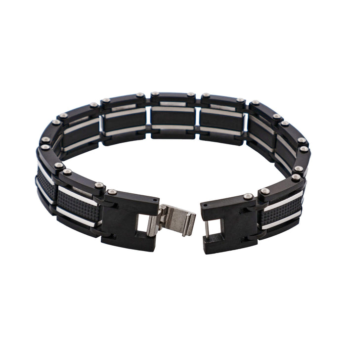 Stainless Steel & Ion Plated Black Link Bracelet