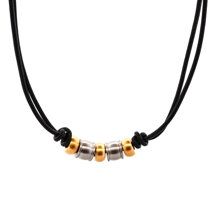 Stainless Steel &Ion Plated Gold Bead Pendant