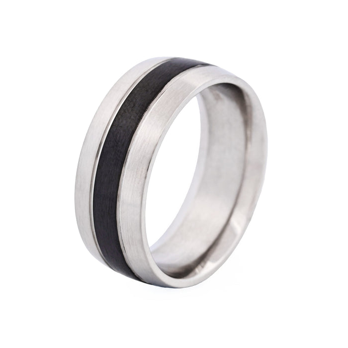 Stainless Steel / Ion Plated Gun centre Band Ring