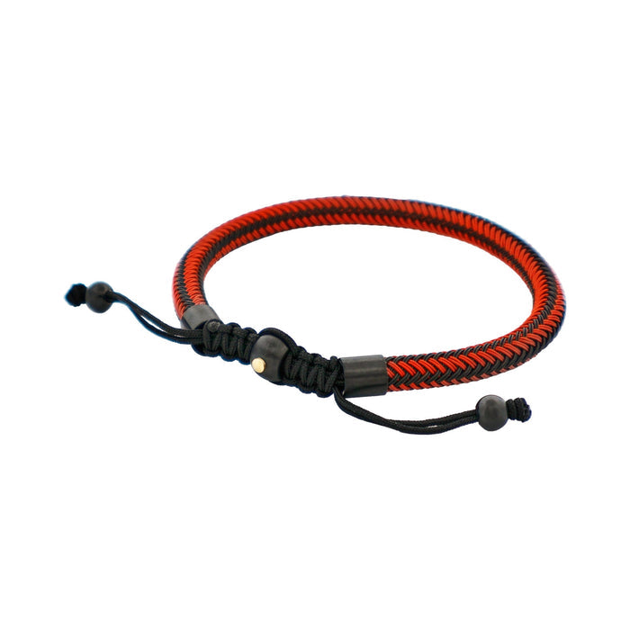 Stainless Steel & Red Cord Macrame Bracelet