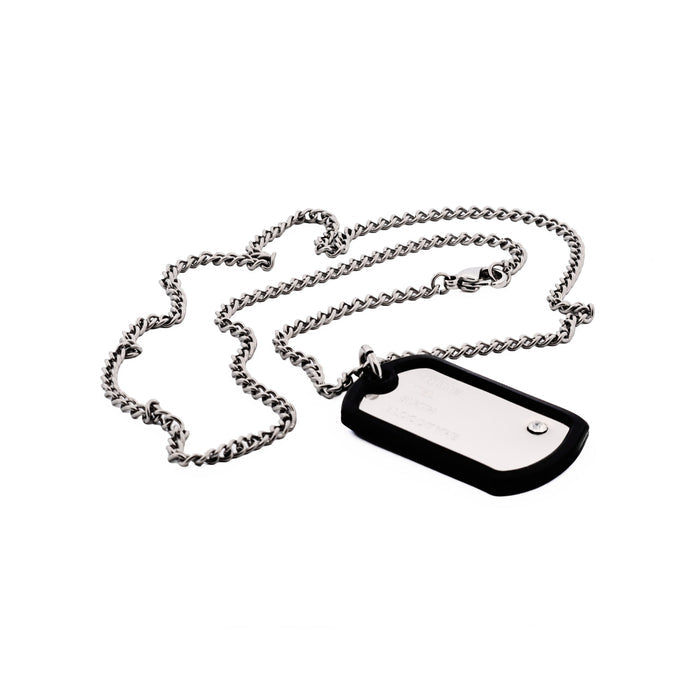 Stainless Steel & Rubber Dog Tag & Chain
