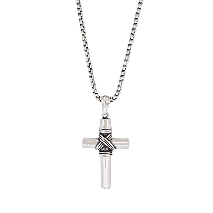 Stainless Steel & Wired Cross with Whistle - 60cm Box Chain